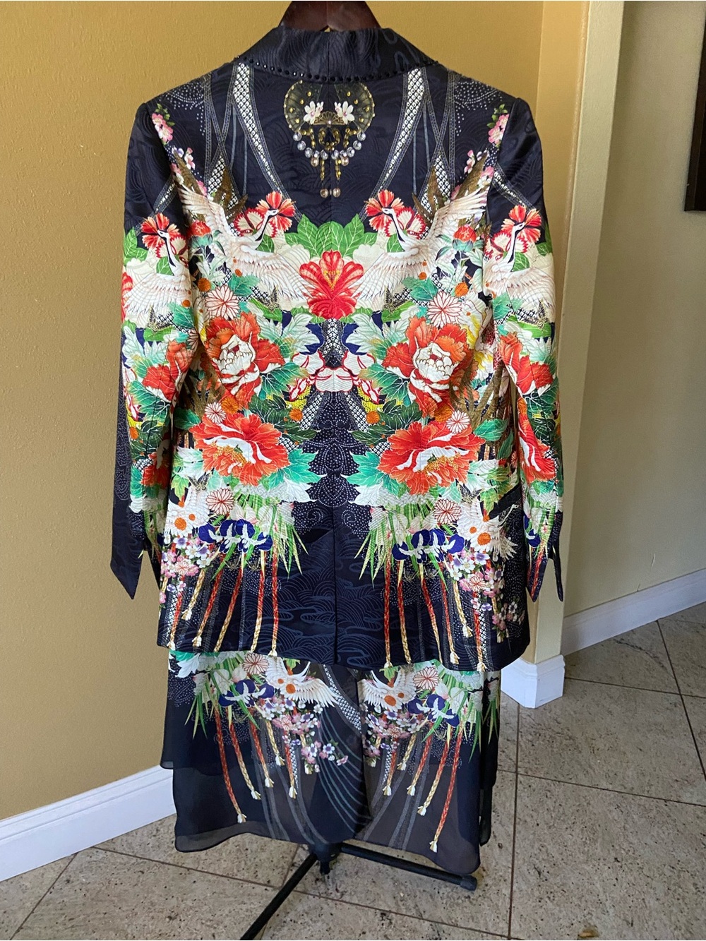 Camilla Navy blue Japanese Patterned Kimono Lined Jacket size S - Picture 3 of 11